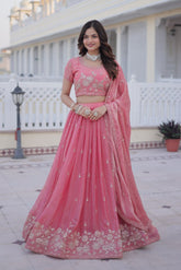 Blush Pink Fendi Silk Sequins & Zari Embroidered Lehenga Set