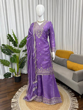 Lavender Jimmy Choo Silk Embroidered Kurta Palazzo Set