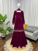 Premium Velvet Sharara Set with Thread & Sequin Work