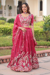 Premium Gold Crush Sequins Embroidered Bridal Lehenga Set