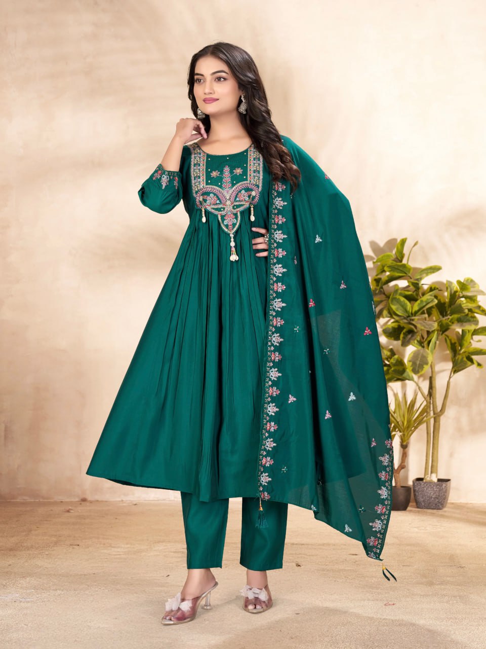 Roman Silk Anarkali Kurti Set for Women