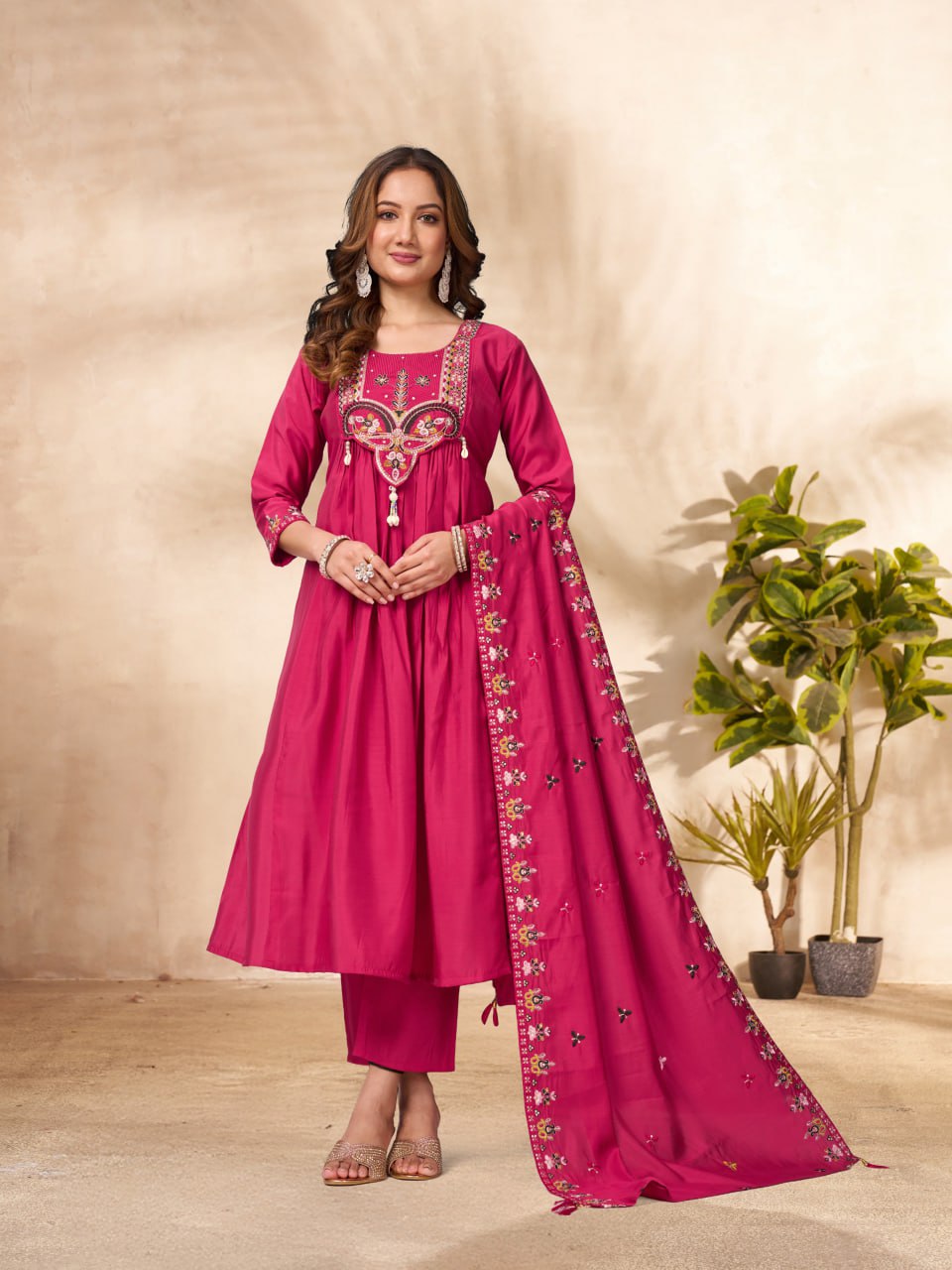 Roman Silk Anarkali Kurti Set for Women